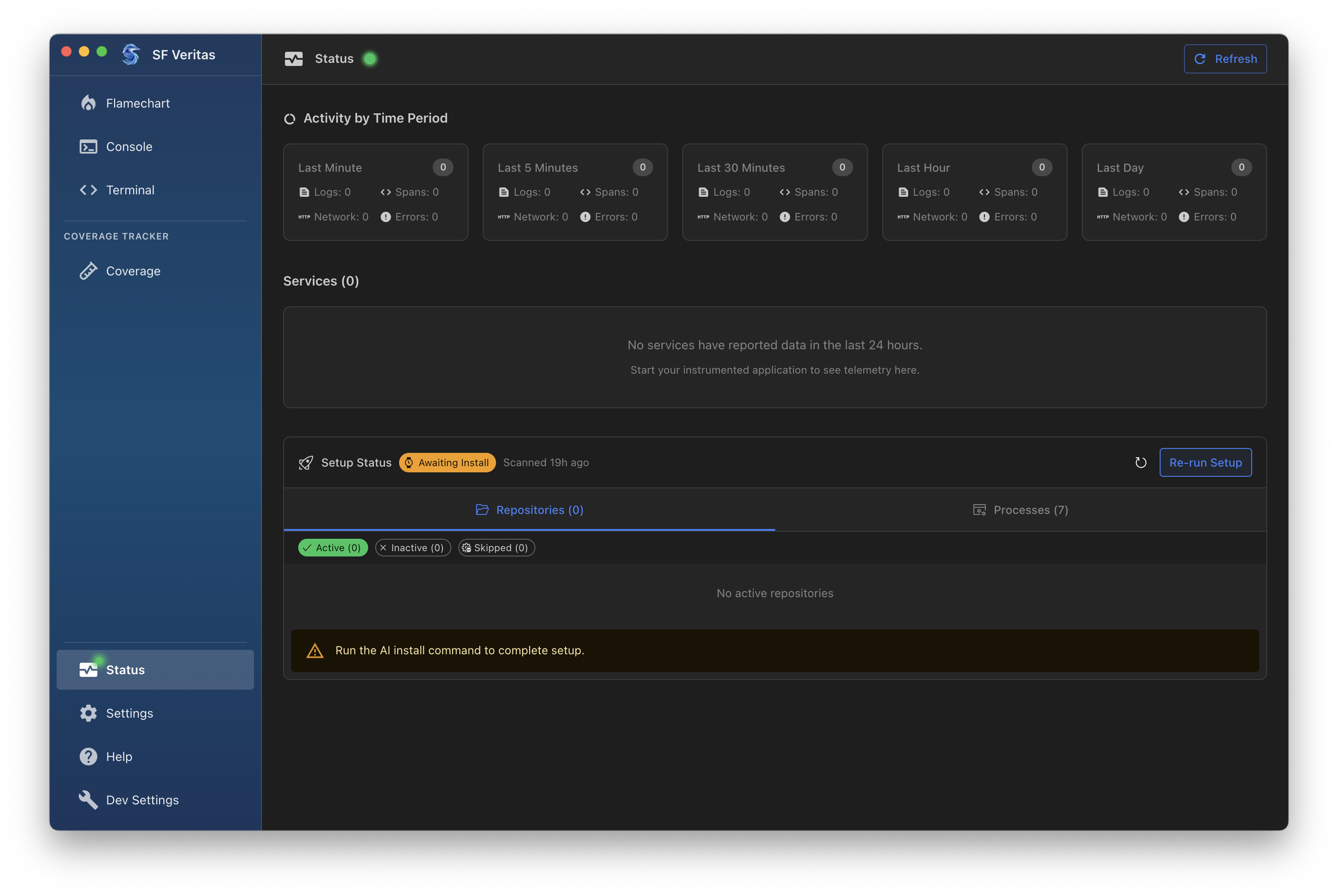Status Page with Re-run Setup